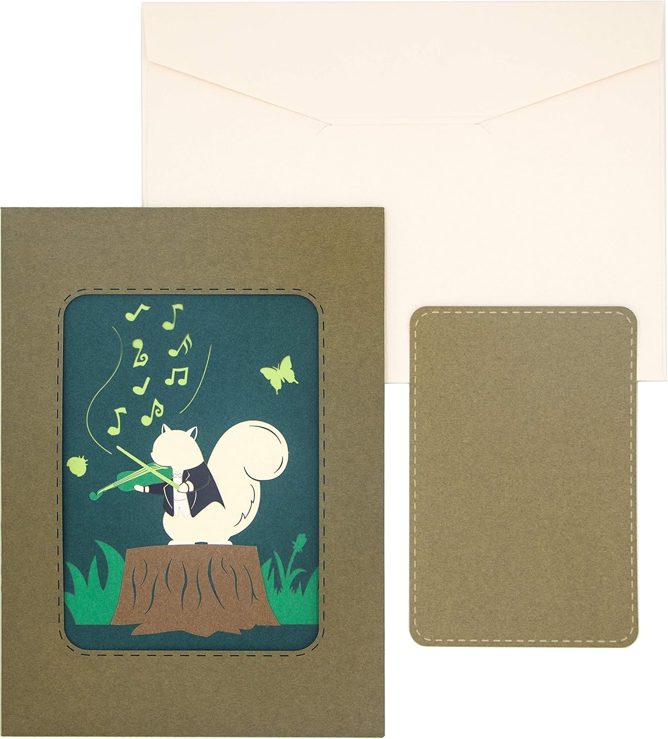 Ribbli Squirrel and Violin Handmade 3D Pop Up Card,Greeting Card,Birthday Card,For Musician,Mothers Day,Fathers Day,Get Well,Congratulations,Anniversary,Any Occasion