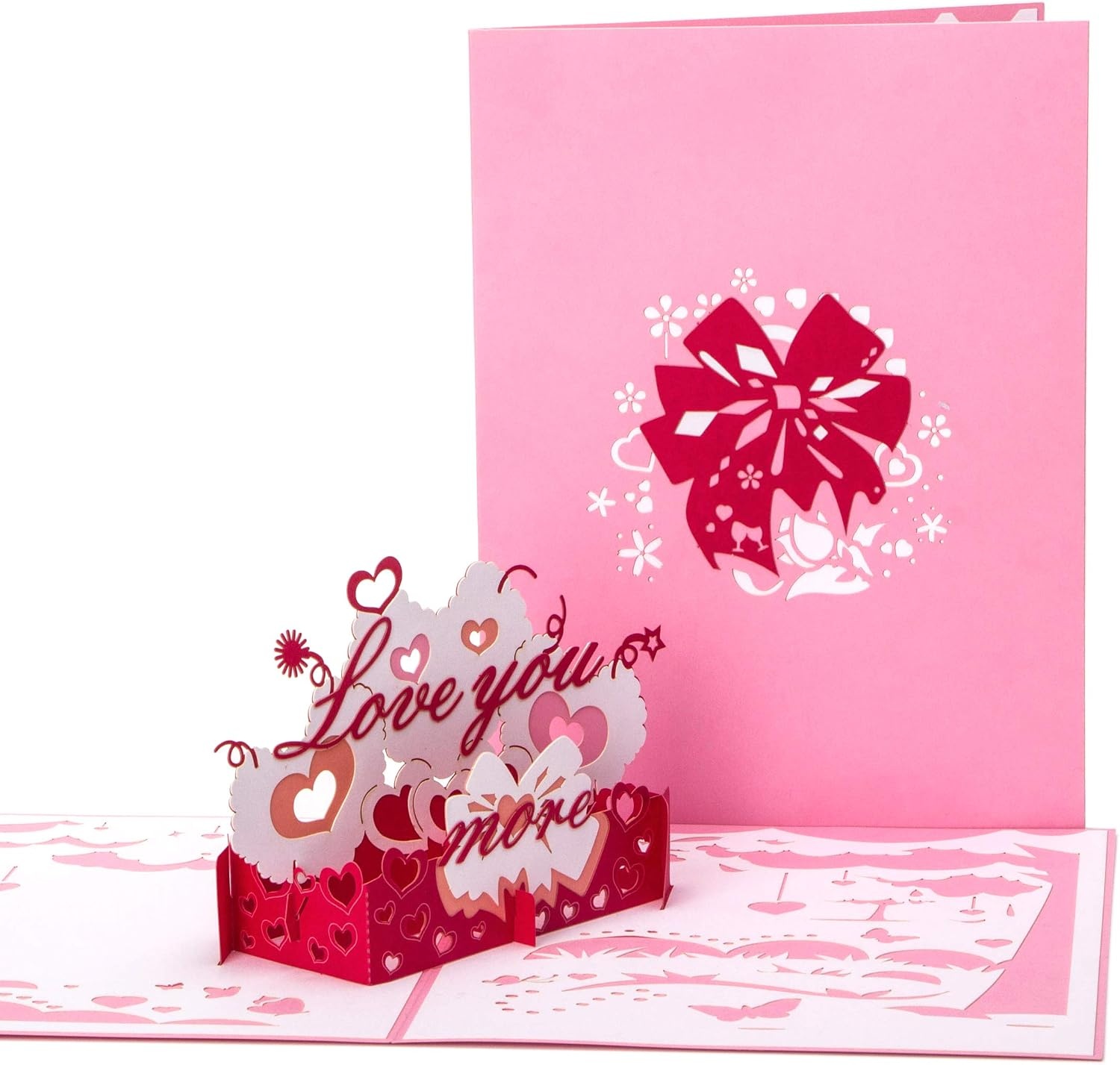 Ribbli 3D Pop Up Anniversary Card,Love You More Card,Valentines Day Card,Wedding Card,Romantic Gift,Birthday Card for Wife,Husband,Couple,Girlfriend,Boyfriend | with Envelope