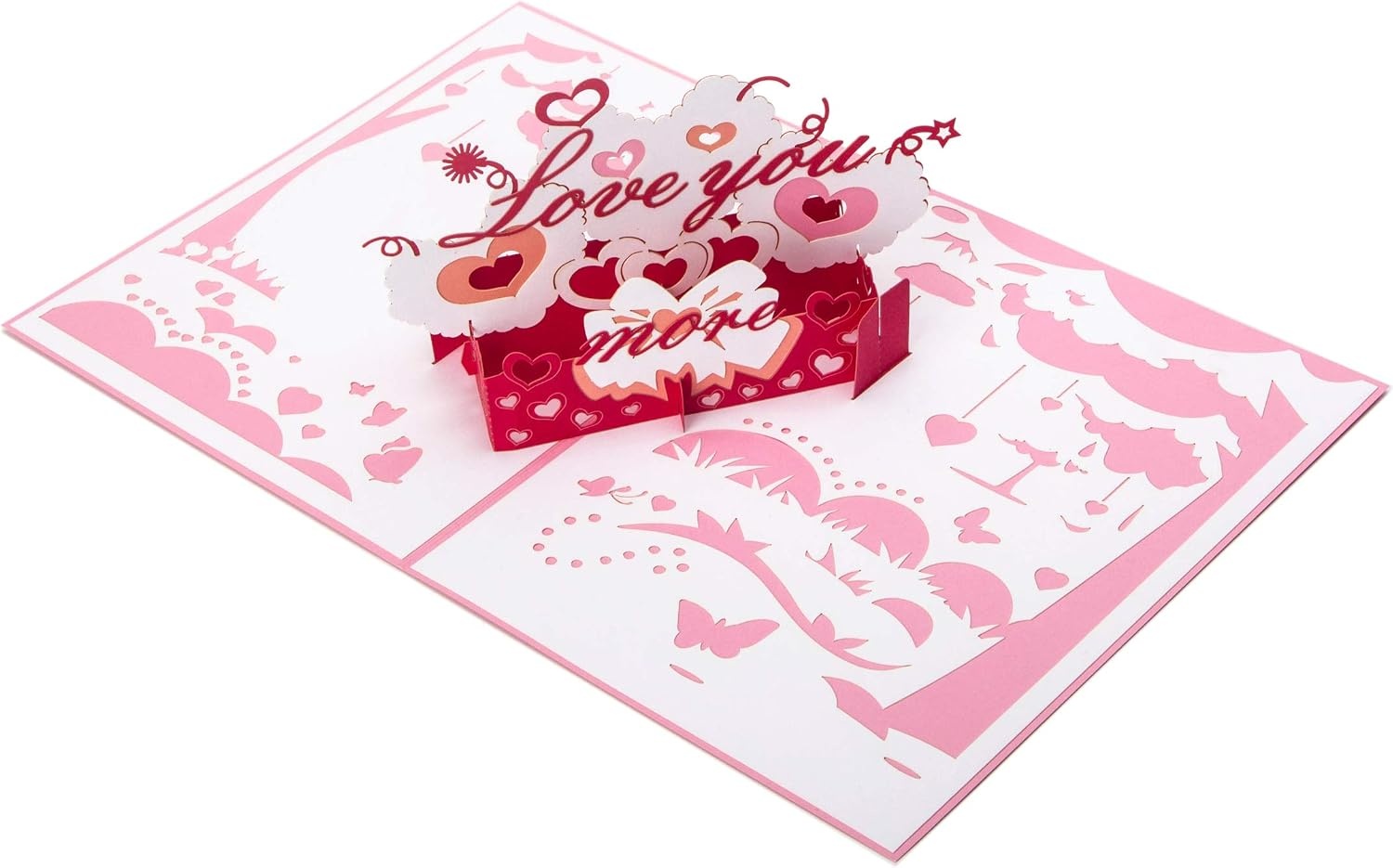 Ribbli 3D Pop Up Anniversary Card,Love You More Card,Valentines Day Card,Wedding Card,Romantic Gift,Birthday Card for Wife,Husband,Couple,Girlfriend,Boyfriend | with Envelope
