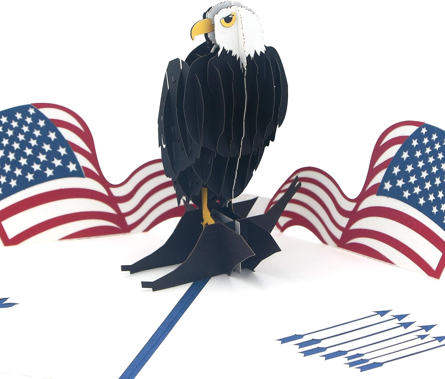 Ribbli USA Eagle Handmade 3D Pop Up Card,Greeting Card,Bird Card,National Flag Card,Patriotic Card,Birthday Card,For Memorial Day,4th of July,Flag Day,Independence Day,Veterans Day,with Envelope