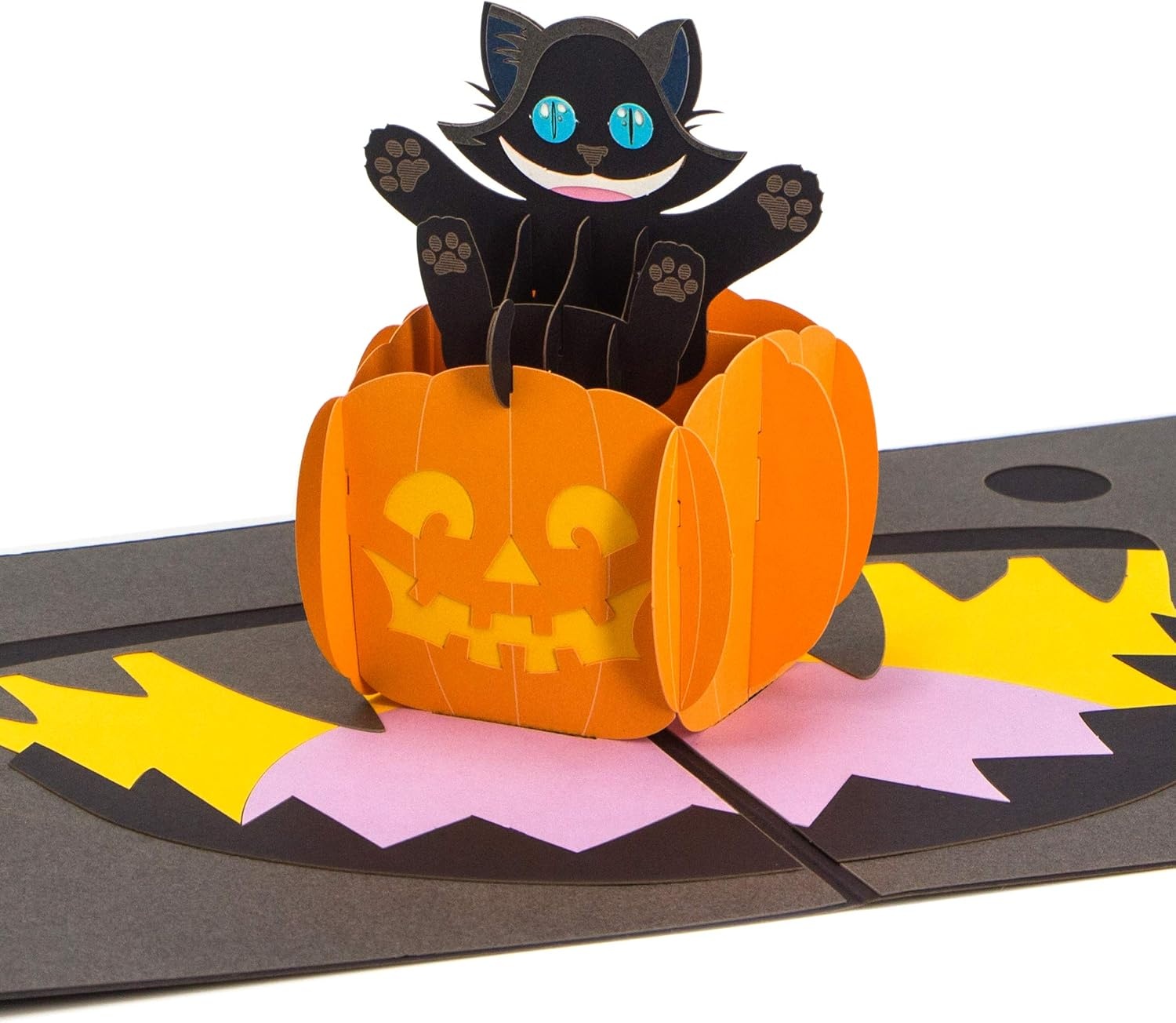 Ribbli Halloween Card, Cat and Pumpkin 3D Pop Up Greeting Card, Birthday Card, Funny Black Cat Card for Kids Children Grandson Granddaughter Boyfriend Grandchildren Teenagers Teens,with Envelope