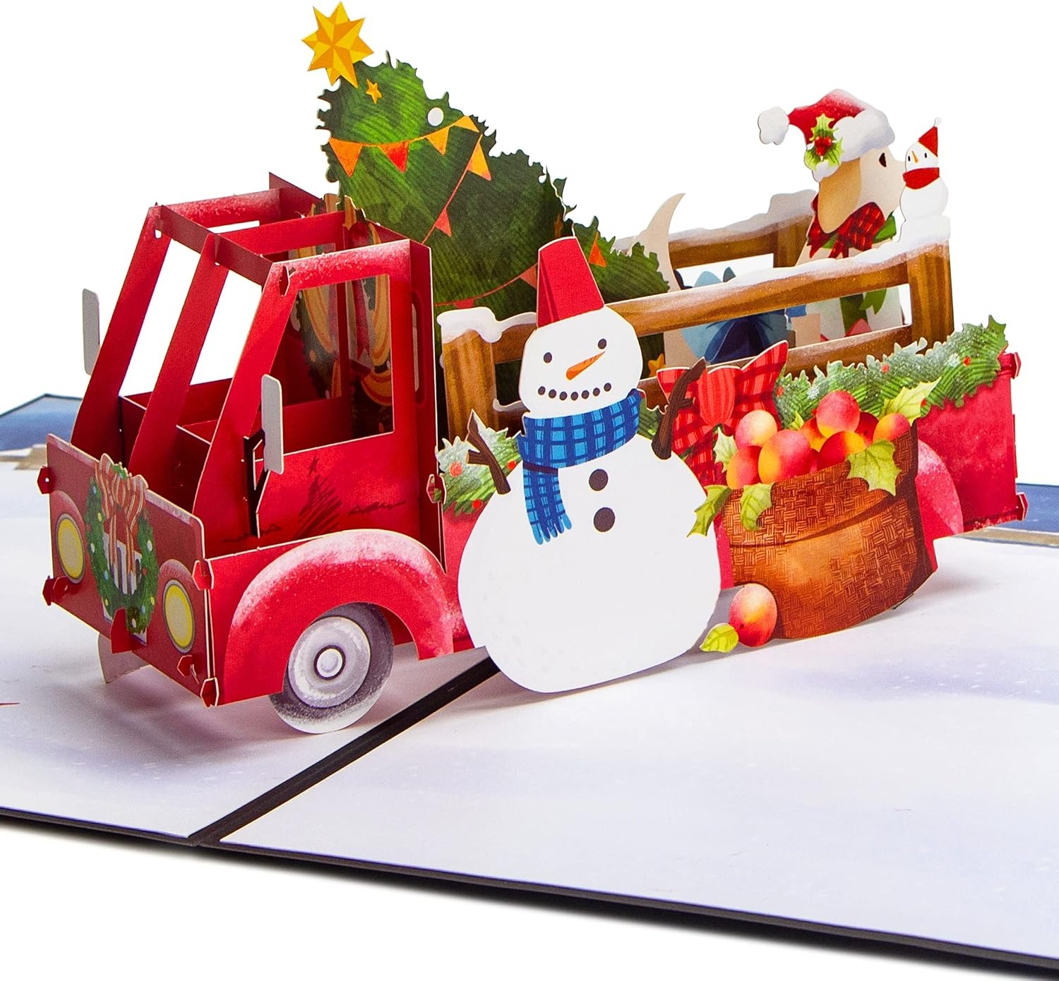 Ribbli Christmas Cards, 3D Pop Up Christmas Cards, Happy Holiday Cards, 2 Pack Christmas House and Red Truck, Merry Xmas Cards for Kids Mom Dad Son daughter Grandson Husband, with Envelopes