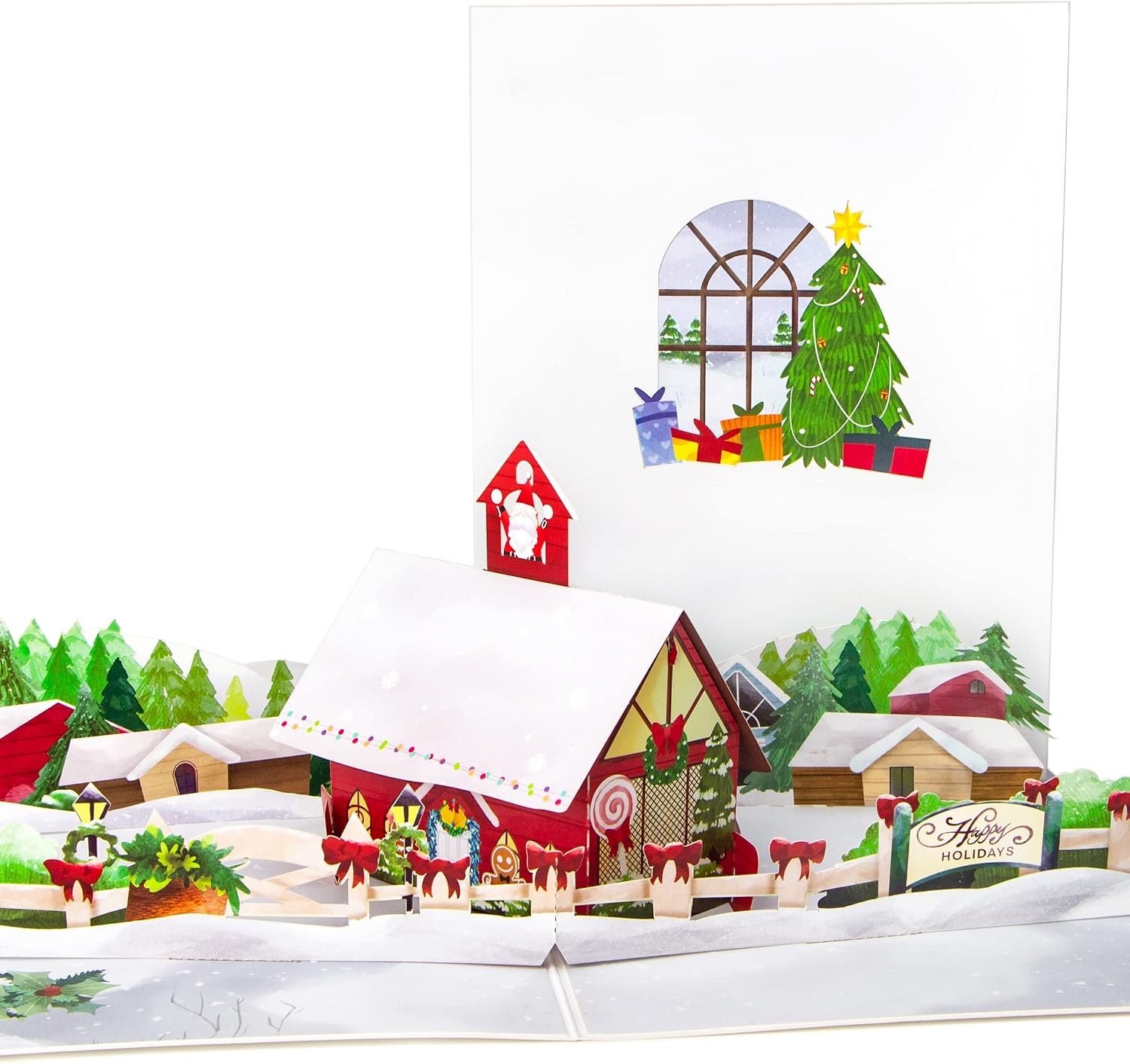 Ribbli Christmas Cards, 3D Pop Up Christmas Cards, Happy Holiday Cards, 2 Pack Christmas House and Red Truck, Merry Xmas Cards for Kids Mom Dad Son daughter Grandson Husband, with Envelopes