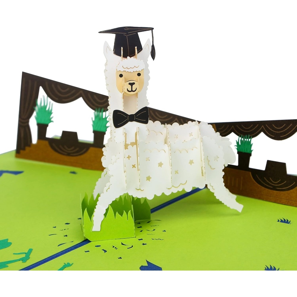 Ribbli Llama Graduation Card, Pop Up Graduation Card, Handmade 3D Congrats Gift for High School College University Graduates, with Envelope