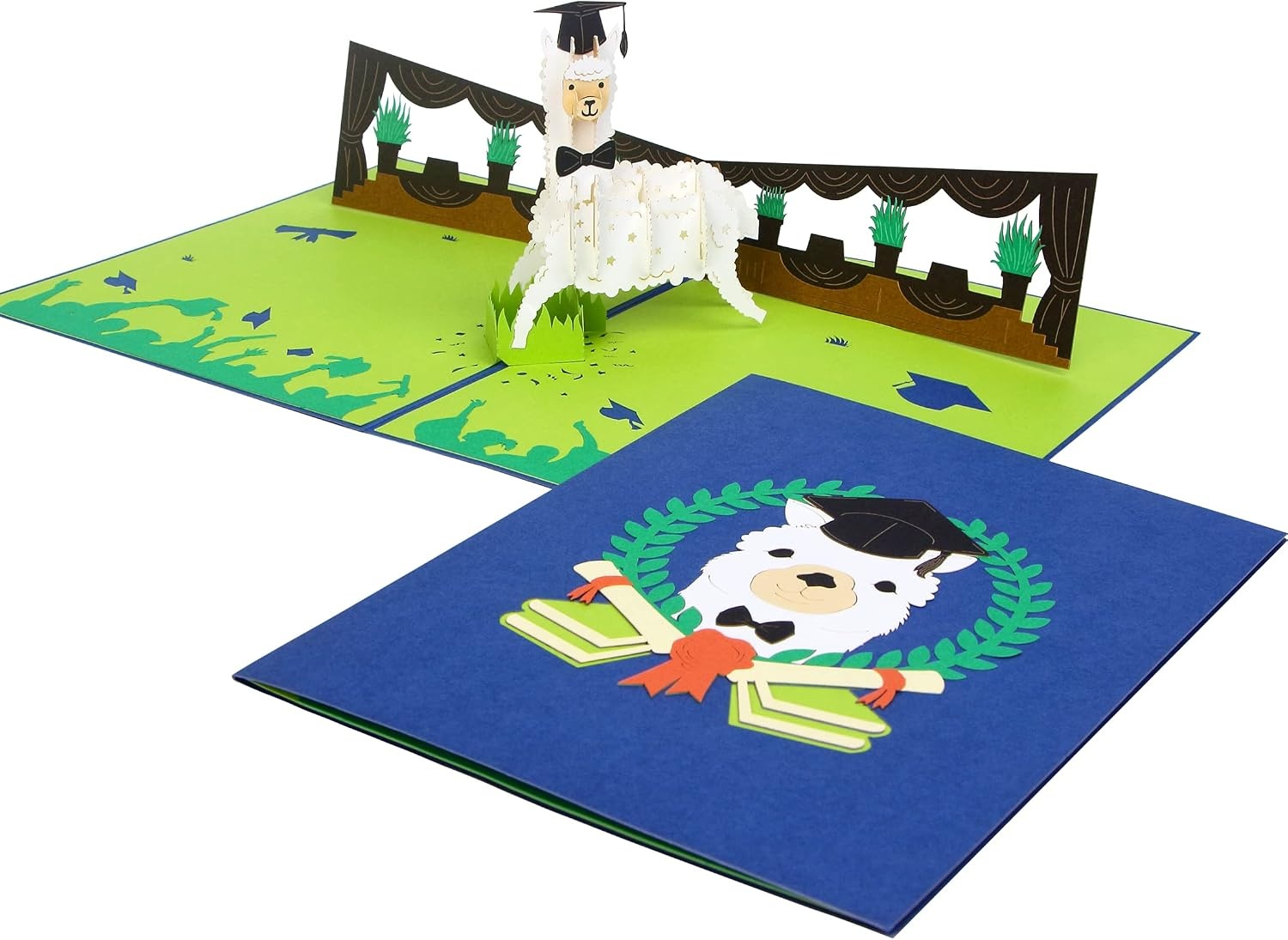 Ribbli Llama Graduation Card, Pop Up Graduation Card, Handmade 3D Congrats Gift for High School College University Graduates, with Envelope