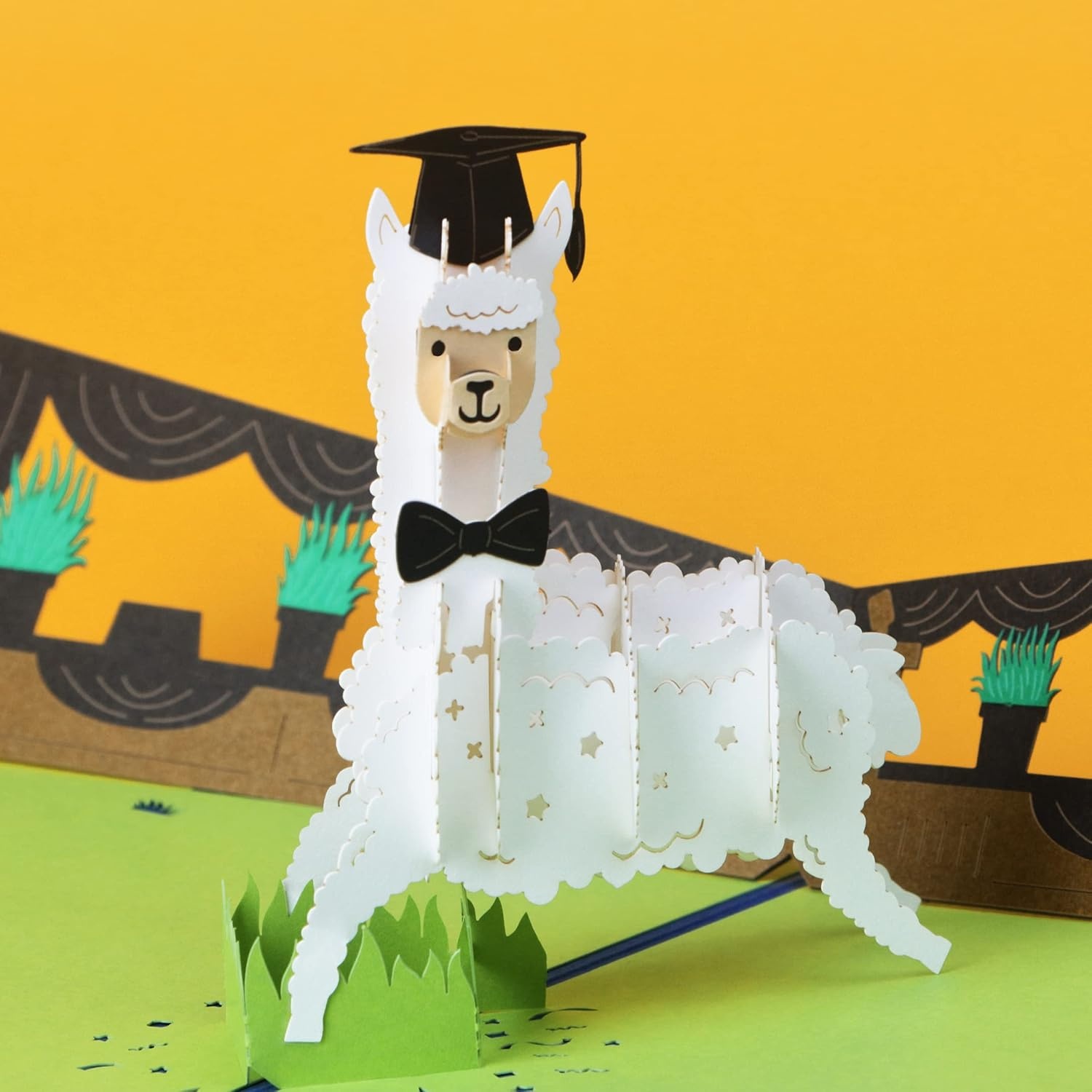 Ribbli Llama Graduation Card, Pop Up Graduation Card, Handmade 3D Congrats Gift for High School College University Graduates, with Envelope
