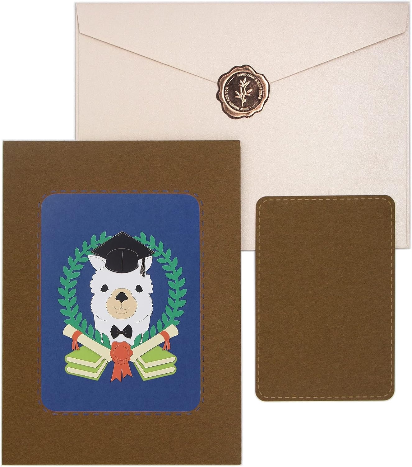 Ribbli Llama Graduation Card, Pop Up Graduation Card, Handmade 3D Congrats Gift for High School College University Graduates, with Envelope