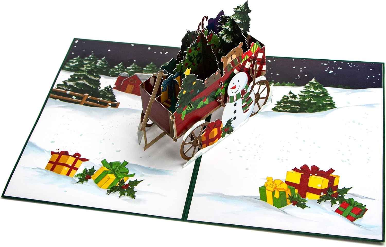 Ribbli Christmas Card, 3D Pop Up Greeting Card, Happy Holiday Card, Christmas Trailer Card, Merry Xmas Cards for Kids Mom Dad Son Daughter Grandson Granddaughter Wife Friends, with Envelope