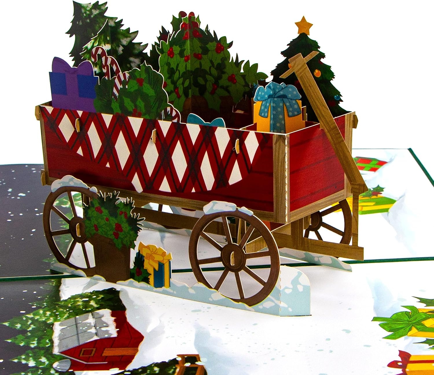 Ribbli Christmas Card, 3D Pop Up Greeting Card, Happy Holiday Card, Christmas Trailer Card, Merry Xmas Cards for Kids Mom Dad Son Daughter Grandson Granddaughter Wife Friends, with Envelope