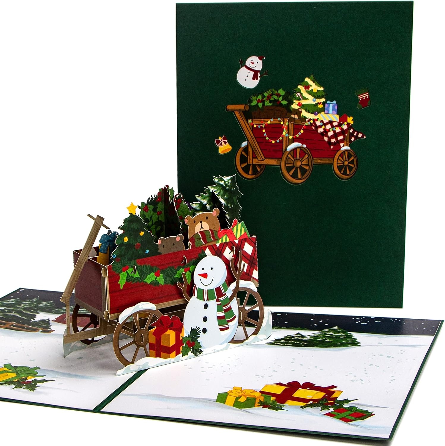 Ribbli Christmas Card, 3D Pop Up Greeting Card, Happy Holiday Card, Christmas Trailer Card, Merry Xmas Cards for Kids Mom Dad Son Daughter Grandson Granddaughter Wife Friends, with Envelope