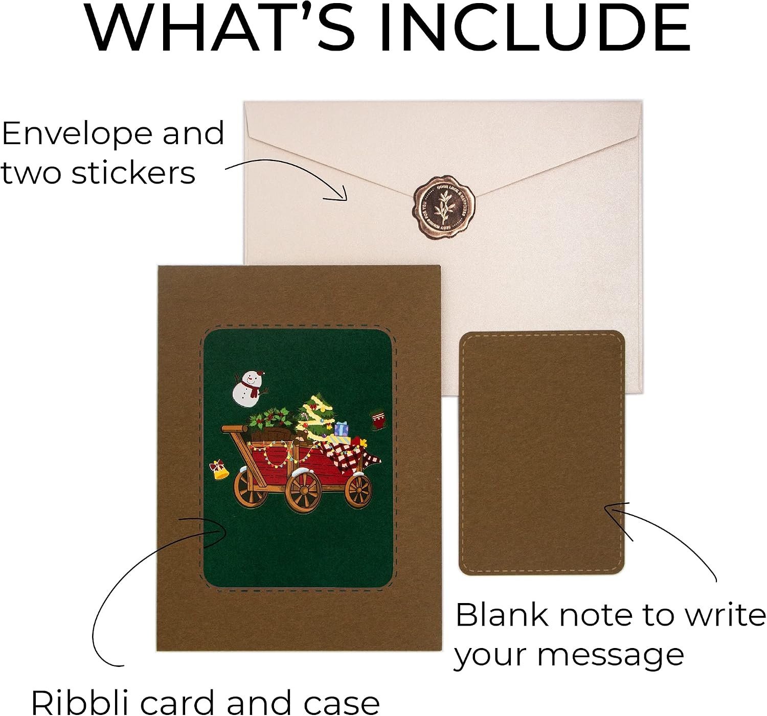 Ribbli Christmas Card, 3D Pop Up Greeting Card, Happy Holiday Card, Christmas Trailer Card, Merry Xmas Cards for Kids Mom Dad Son Daughter Grandson Granddaughter Wife Friends, with Envelope