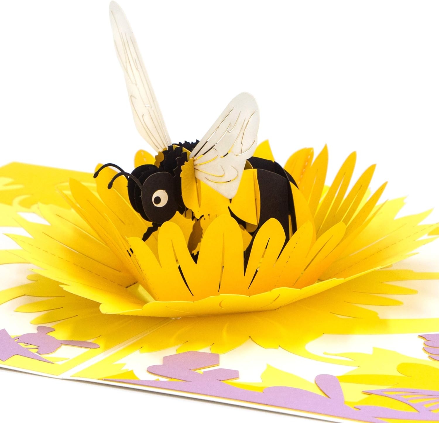 Ribbli Bee & Flower Handmade 3D Pop Up Card for Birthday Mothers Day Thank You, Bumble Bee Day Gift for Mom Women Girl, with Envelope