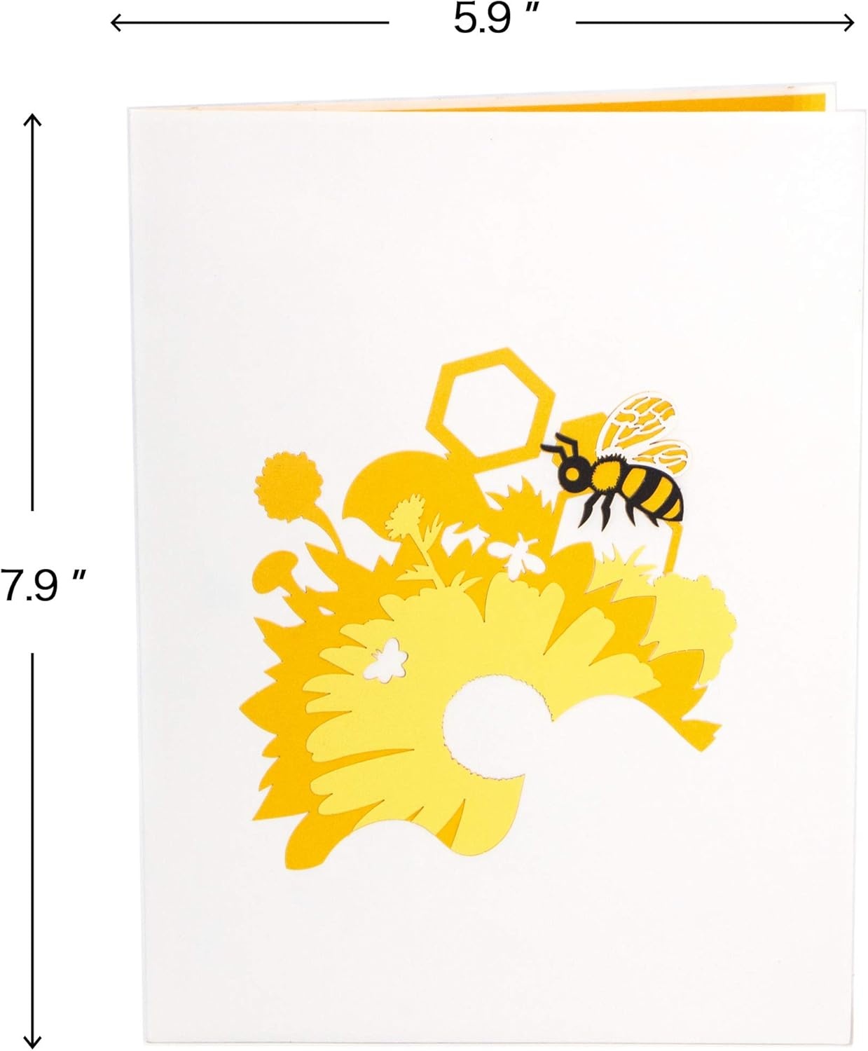 Ribbli Bee & Flower Handmade 3D Pop Up Card for Birthday Mothers Day Thank You, Bumble Bee Day Gift for Mom Women Girl, with Envelope