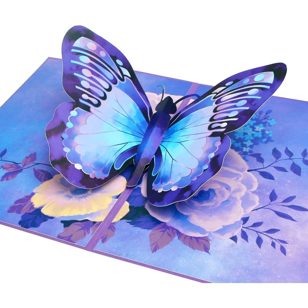 Ribbli Butterfly Birthday Card – 3D Pop Up Card,Morpho Butterfly Card,Mothers Day Card, Anniversary,Thinking Of You,Get Well,Butterfly Gifts For Her,Women,Wife,Daughter,Girl,Mom,Girlfriend