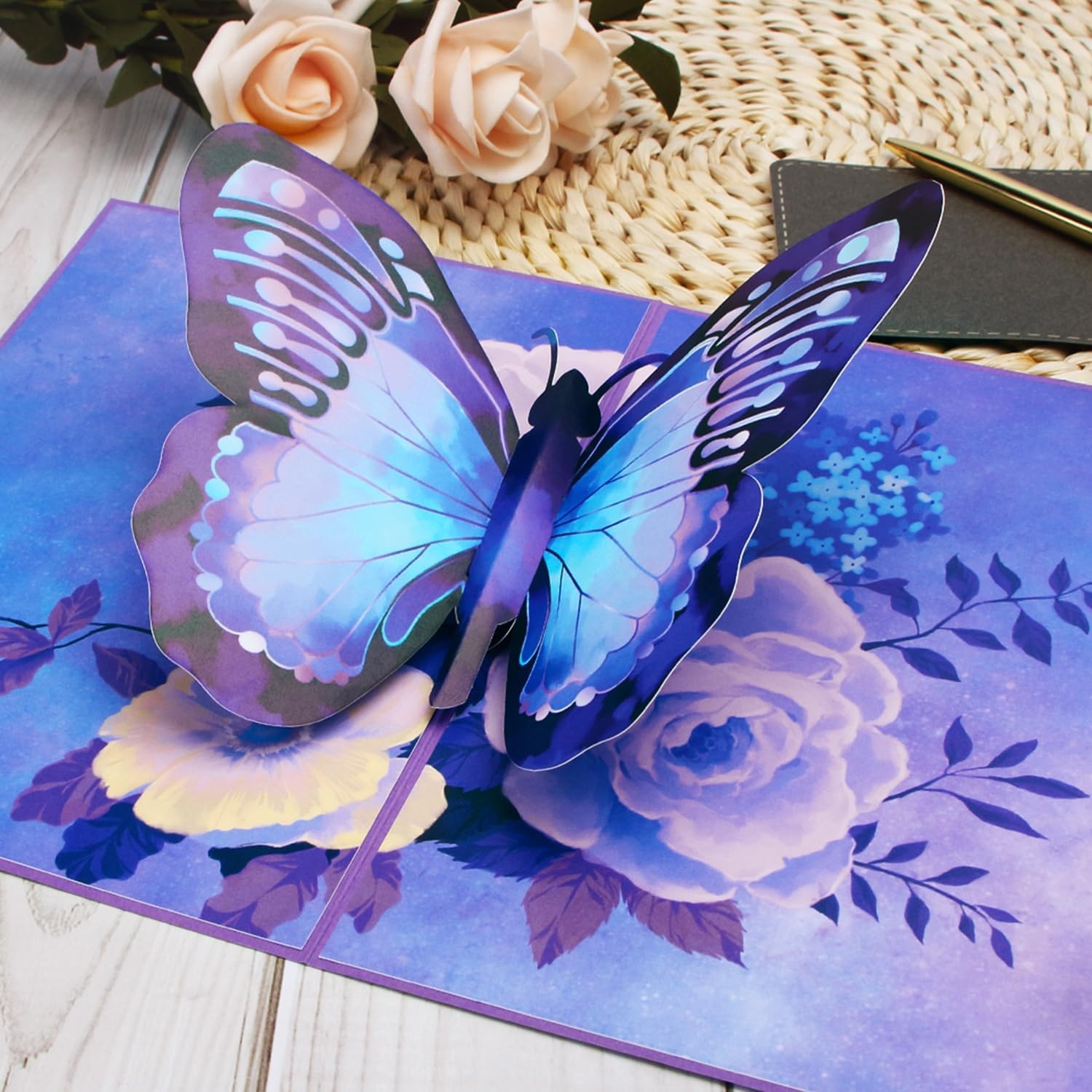 Ribbli Butterfly Birthday Card – 3D Pop Up Card,Morpho Butterfly Card,Mothers Day Card, Anniversary,Thinking Of You,Get Well,Butterfly Gifts For Her,Women,Wife,Daughter,Girl,Mom,Girlfriend