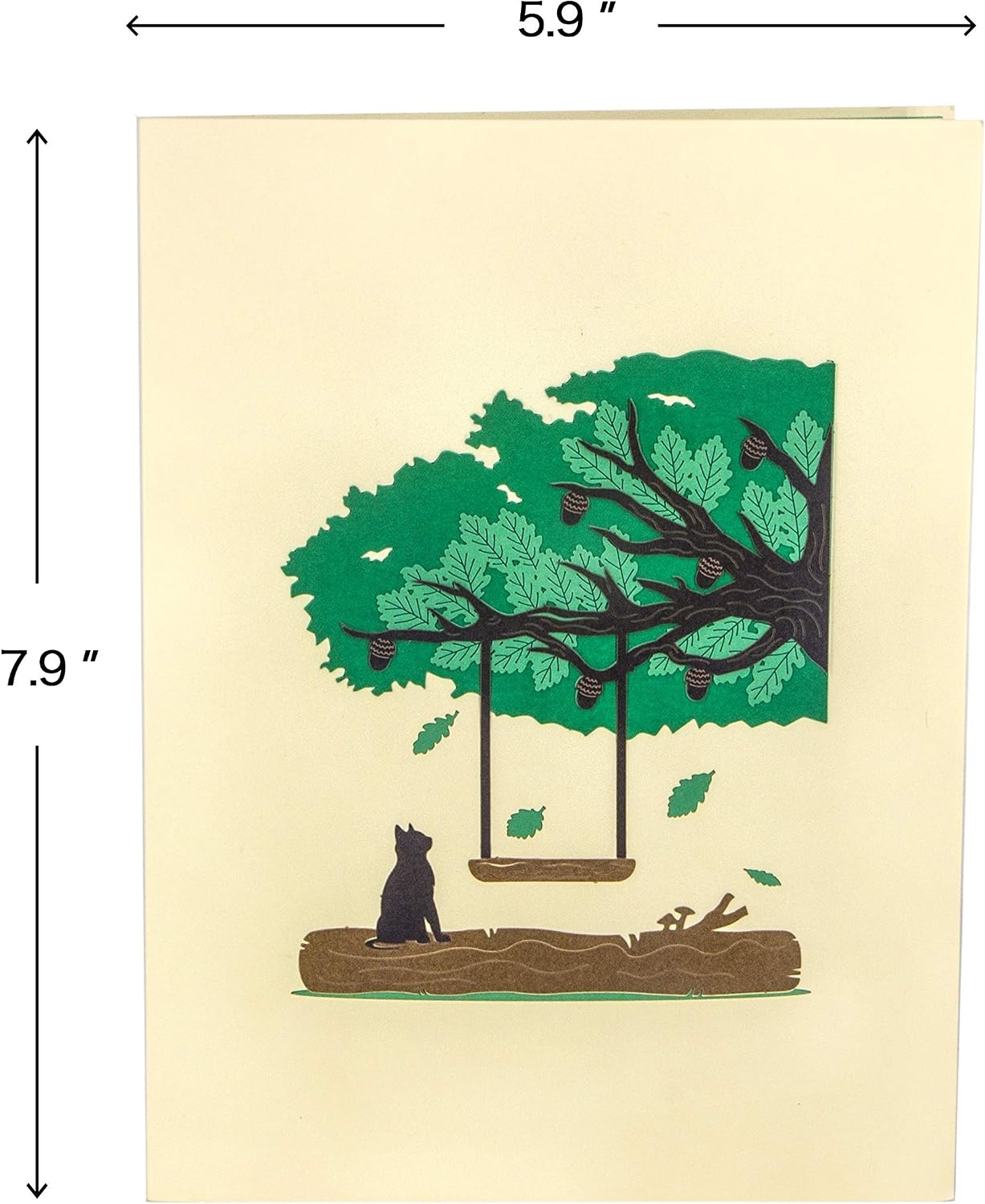 Ribbli Oak and Cat Handmade 3D Pop Up Card for All Occasion, Birthday Card, Fathers Day Card, Mother Day Card, with Envelope
