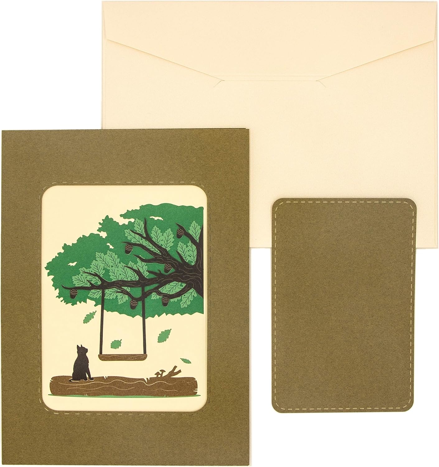 Ribbli Oak and Cat Handmade 3D Pop Up Card for All Occasion, Birthday Card, Fathers Day Card, Mother Day Card, with Envelope