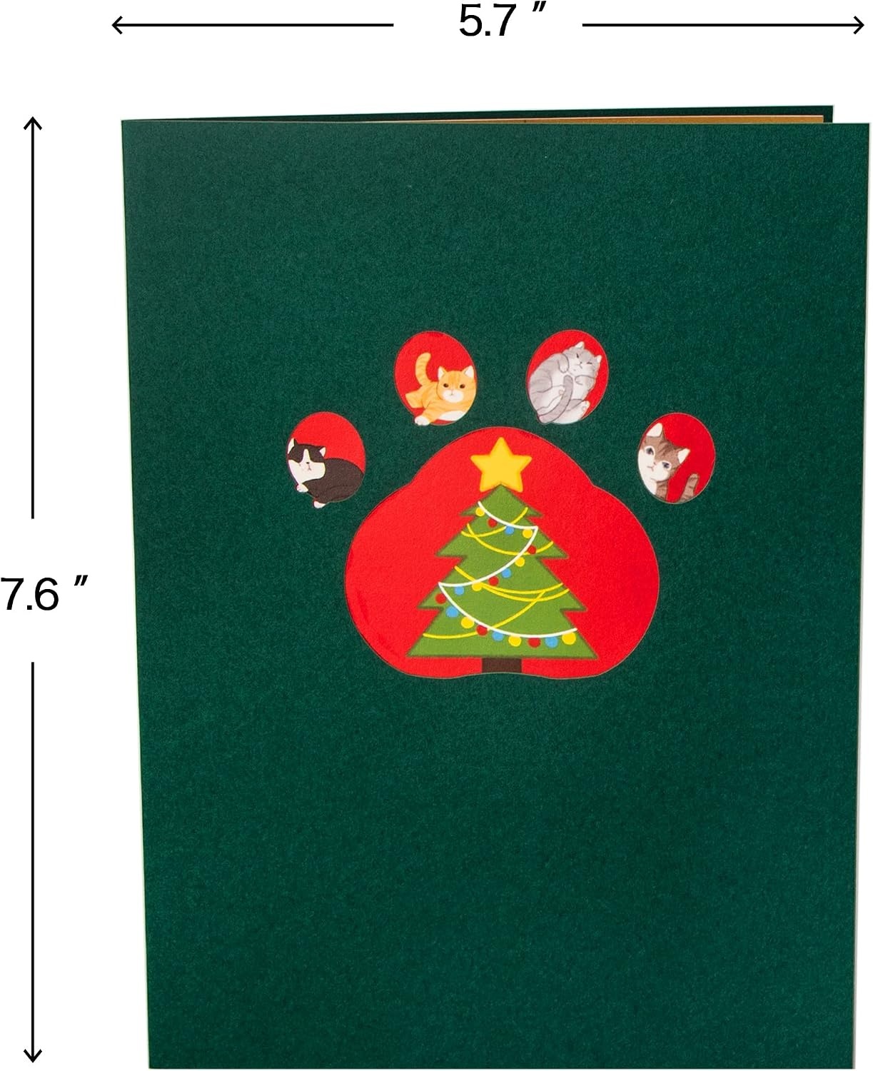 Ribbli Christmas Cards, 3D Pop Up Cat Christmas Card, Merry Xmas, 7.6 x 5.7 Inch with Envelope