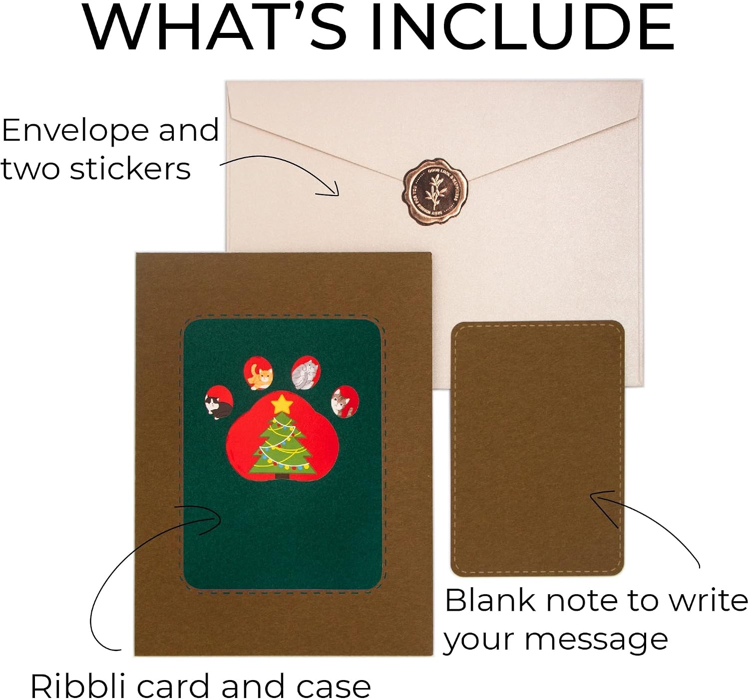 Ribbli Christmas Cards, 3D Pop Up Cat Christmas Card, Merry Xmas, 7.6 x 5.7 Inch with Envelope