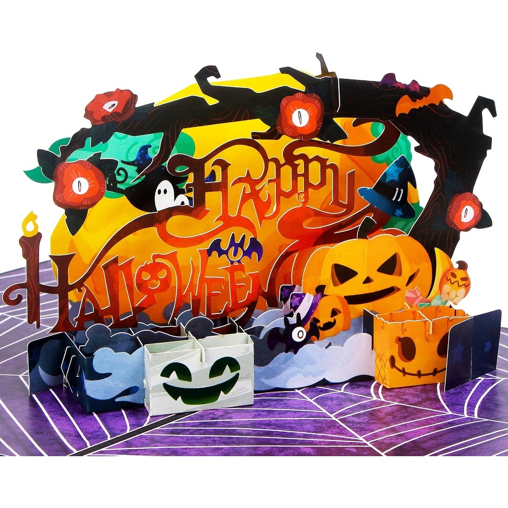 Ribbli Halloween Pop Up Card – 3D Greeting Card, Happy Halloween Card, Pumpkin Card, for Kids Grandson Granddaughter Boyfriend Son Daughter Cousin Sister Brother, with Envelope