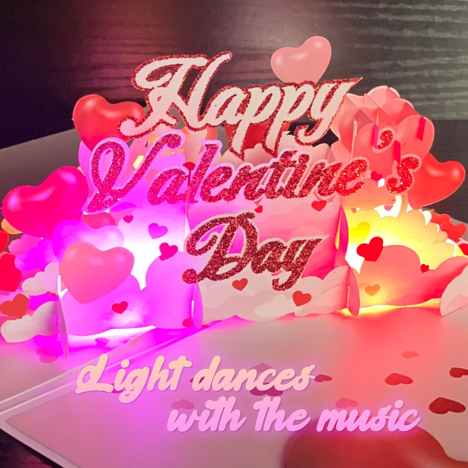 Ribbli Valentines Day Cards, Light and Musical Valentines Card, Pop Up Happy Valentine’s Day Cards, 7.8″x5.8″ with Envelope