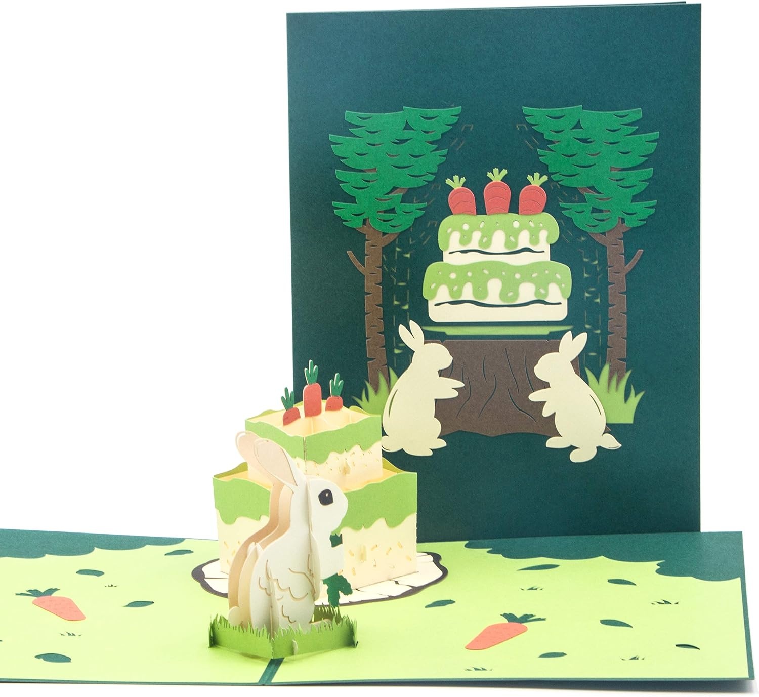 Ribbli Rabbit Cake Handmade 3D Pop Up Card, Bunny Card, Birthday Cards for Her Women Mom Wife Sister Daughter Grandma Friend, with Envelope