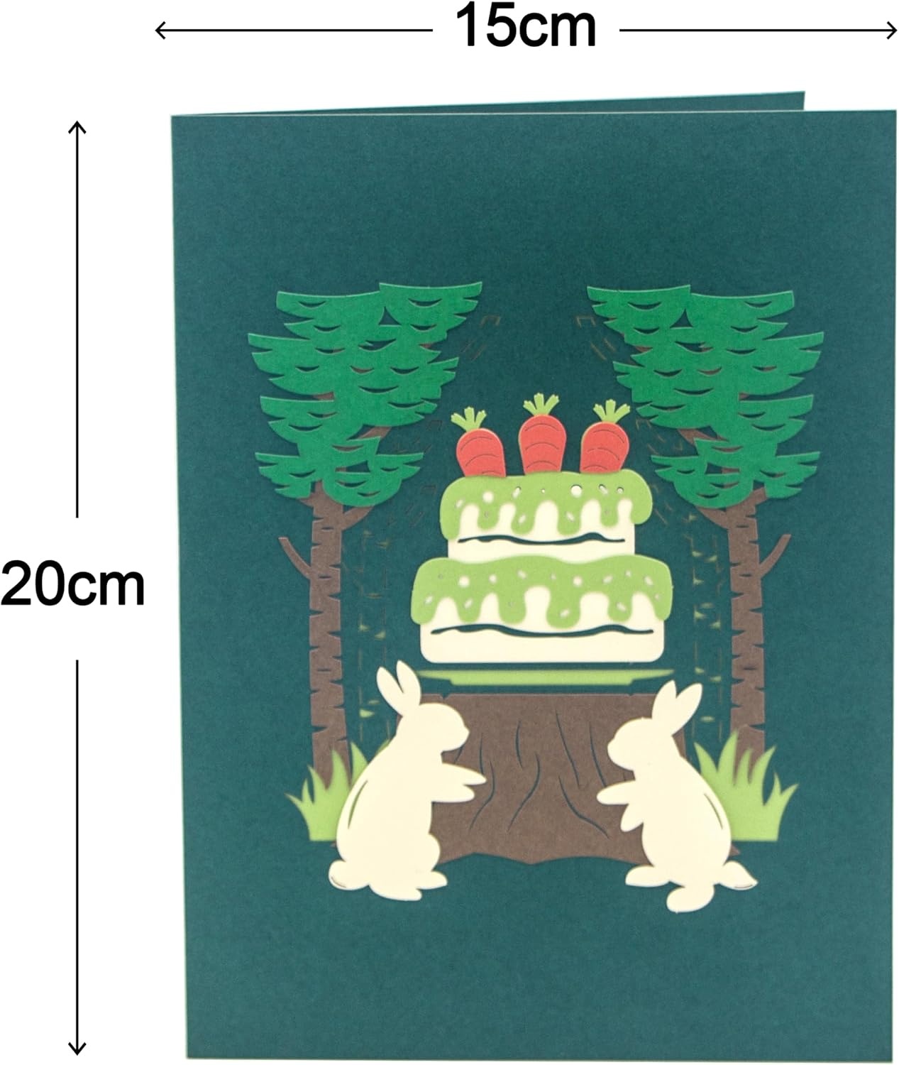 Ribbli Rabbit Cake Handmade 3D Pop Up Card, Bunny Card, Birthday Cards for Her Women Mom Wife Sister Daughter Grandma Friend, with Envelope