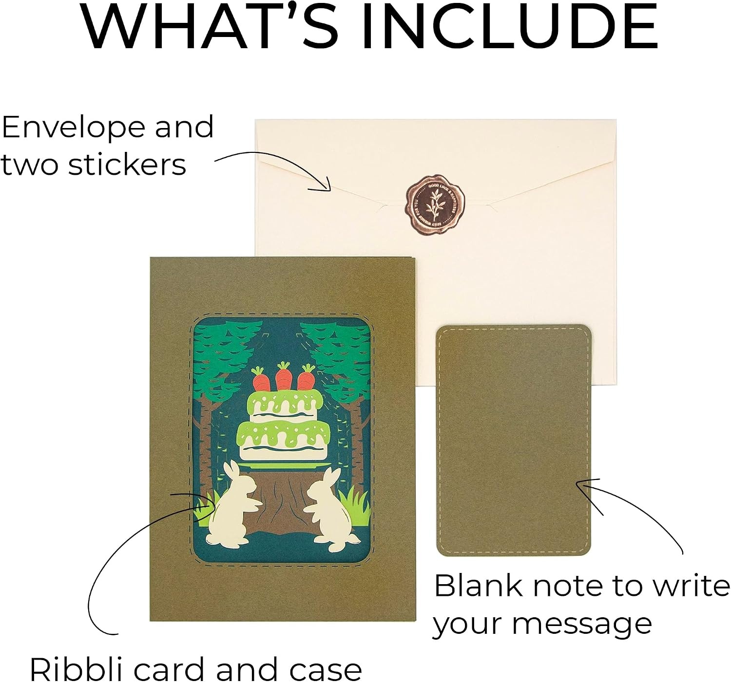 Ribbli Rabbit Cake Handmade 3D Pop Up Card, Bunny Card, Birthday Cards for Her Women Mom Wife Sister Daughter Grandma Friend, with Envelope