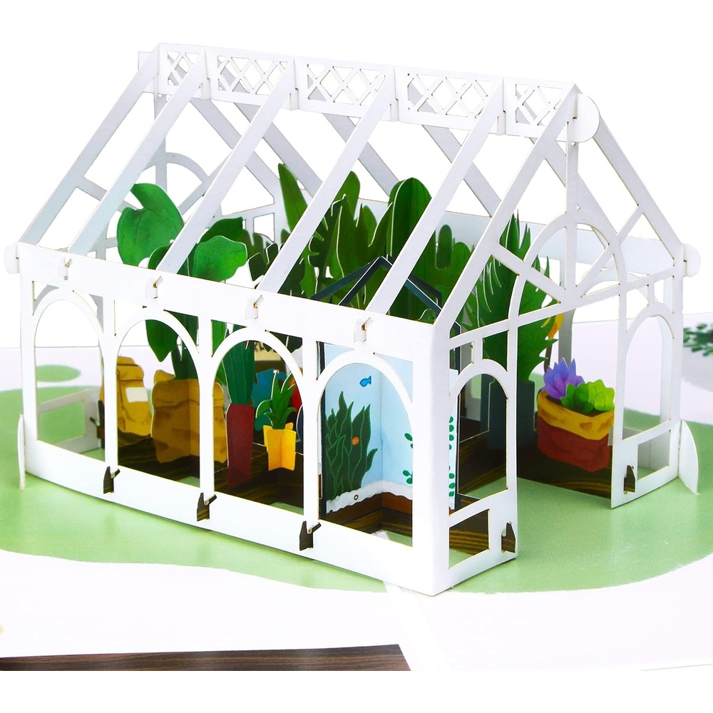 Ribbli Greenhouse Pop Up Card, Pop Up Birthday Card, Anniversary Card, Valentines Day Cards, Mothers Day Card, for Women Mom Wife Daughter Grandma Girlfriend Niece Girl, with Envelope