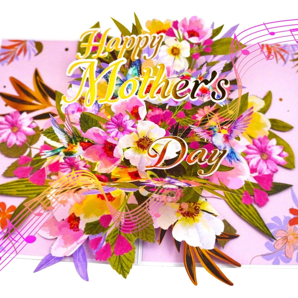 Ribbli Mothers Day Card, Light and Musical Mothers Day Card, Pop Up Happy Mother’s Day Cards, 8.3″x5.8″ with Envelope