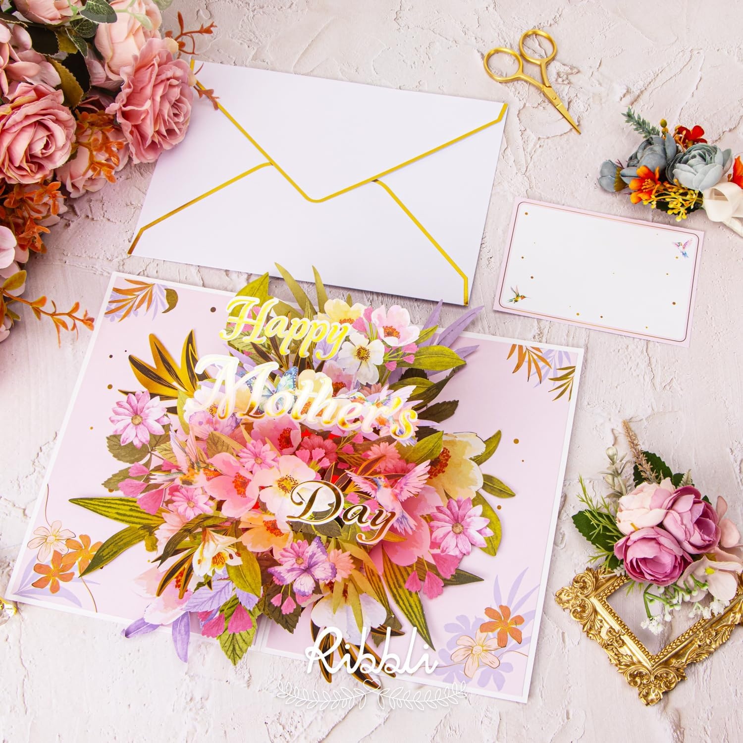 Ribbli Mothers Day Card, Light and Musical Mothers Day Card, Pop Up Happy Mother’s Day Cards, 8.3″x5.8″ with Envelope