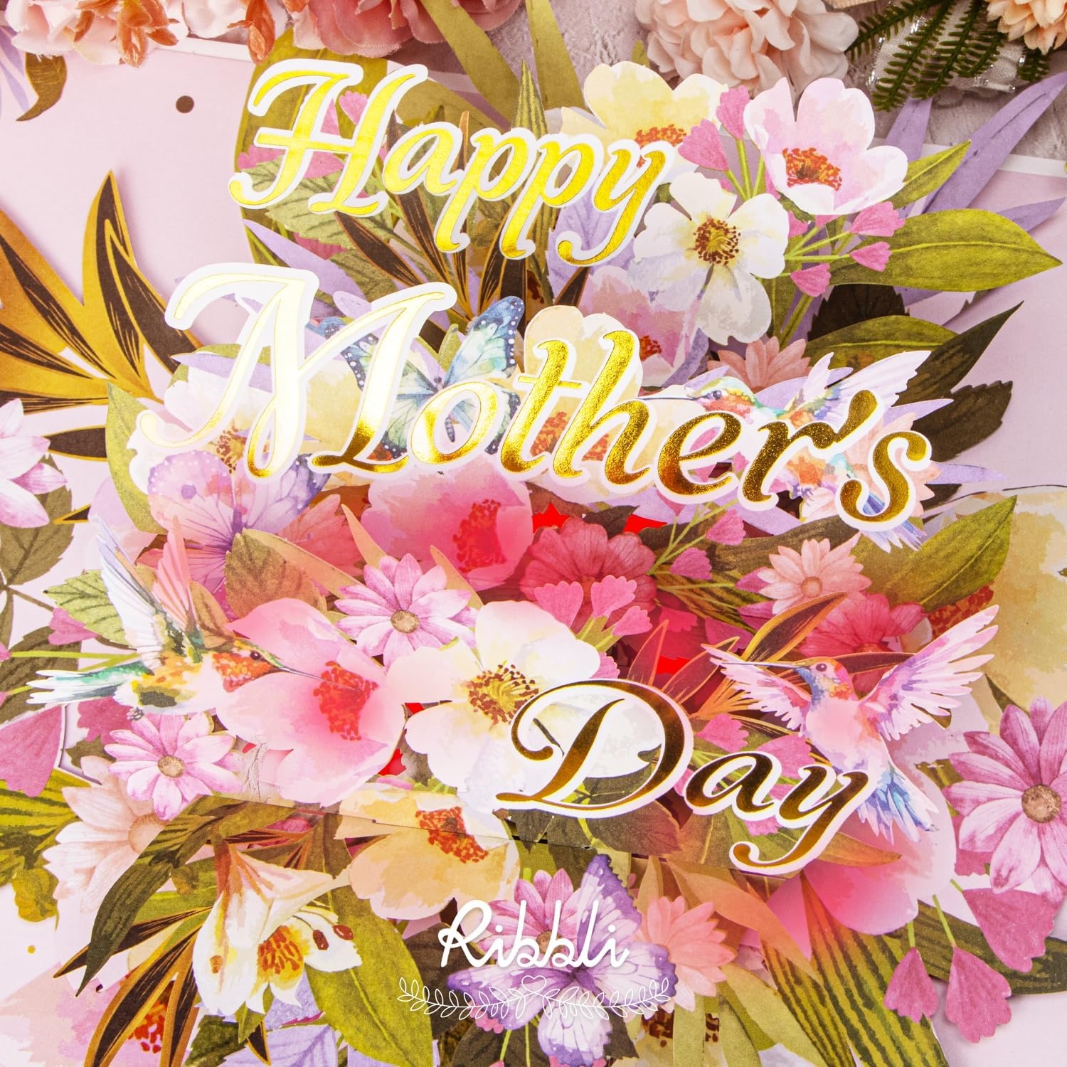 Ribbli Mothers Day Card, Light and Musical Mothers Day Card, Pop Up Happy Mother’s Day Cards, 8.3″x5.8″ with Envelope