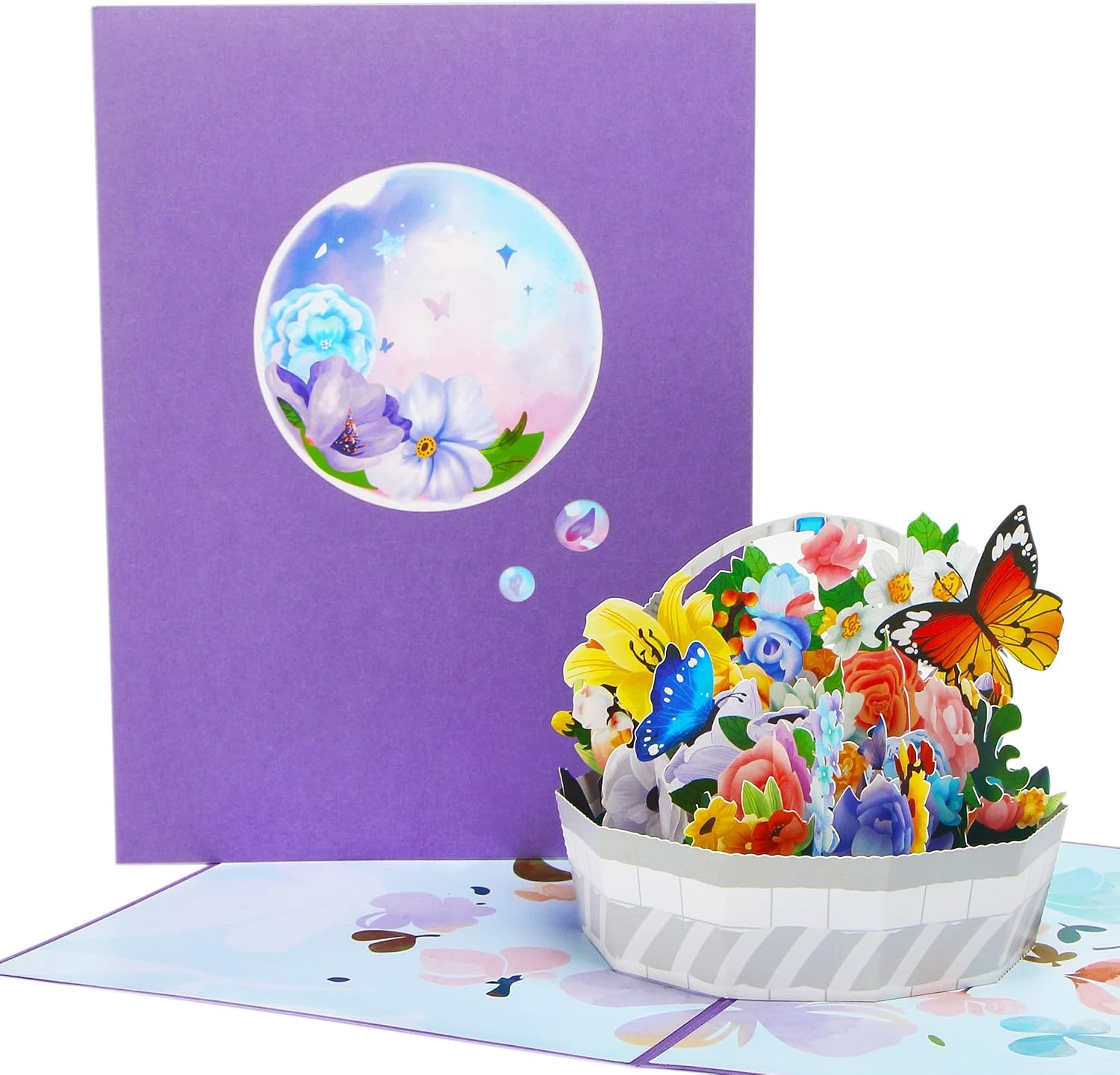 Ribbli Flower Pop Up Card All Occasion, Mothers Day Card, Anniversary Card, Thinking of You, Valentines Day, Birthday Card for Her Mom Wife Women Sister Grandma Daughter, with Envelope