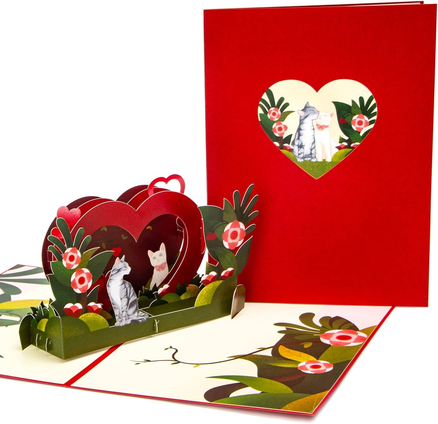Ribbli Cat Pop Up Card for All Occasion, Anniversary Card, Birthday, Valentines Day Card, Romantic Love Card for Him Her Husband Wife Couple Parents Boyfriend Girlfriend, with Envelope