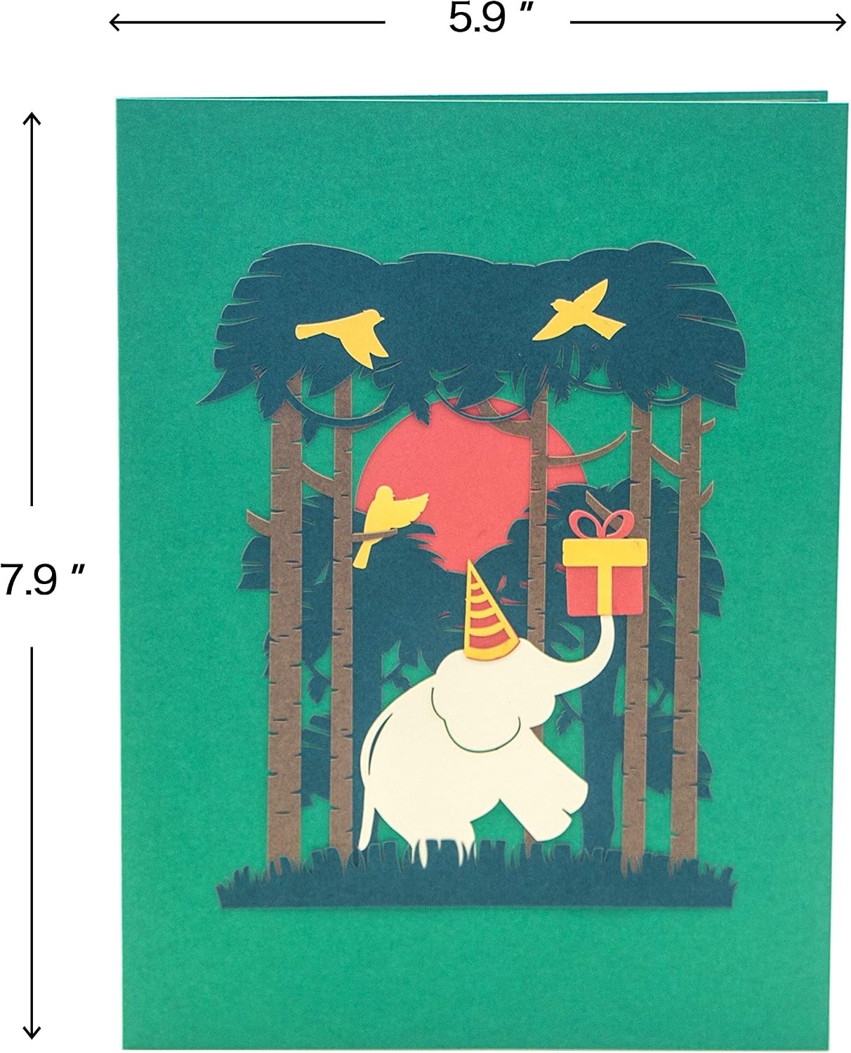 Ribbli Elephant Pop Up Birthday Card, Handmade 3D Birthday Card, Birthday Cards for Kids Boys Girls Elephant Lover, with Envelope