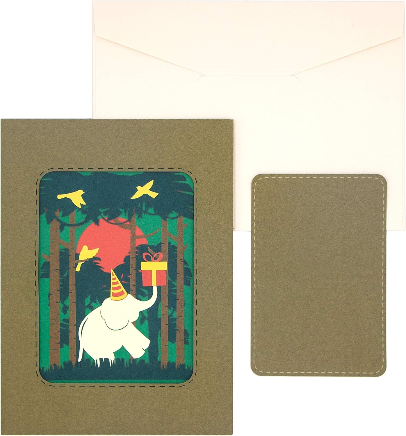 Ribbli Elephant Pop Up Birthday Card, Handmade 3D Birthday Card, Birthday Cards for Kids Boys Girls Elephant Lover, with Envelope
