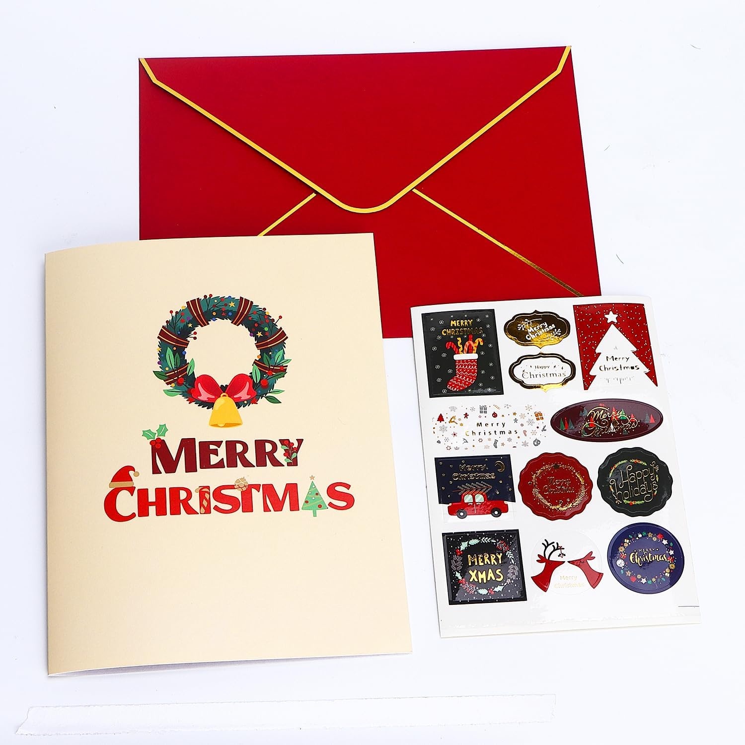 Ribbli Christmas Cards, Light and Musical Fireplace Pop Up Christmas Card, with Envelope