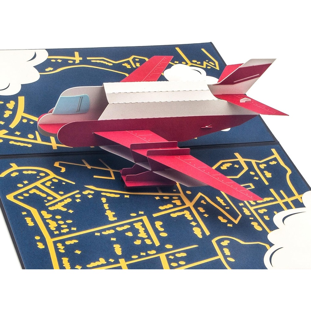 Ribbli Airplane 3D Pop Up Card, Father’s Day Card, Thank You Card, with Envelope