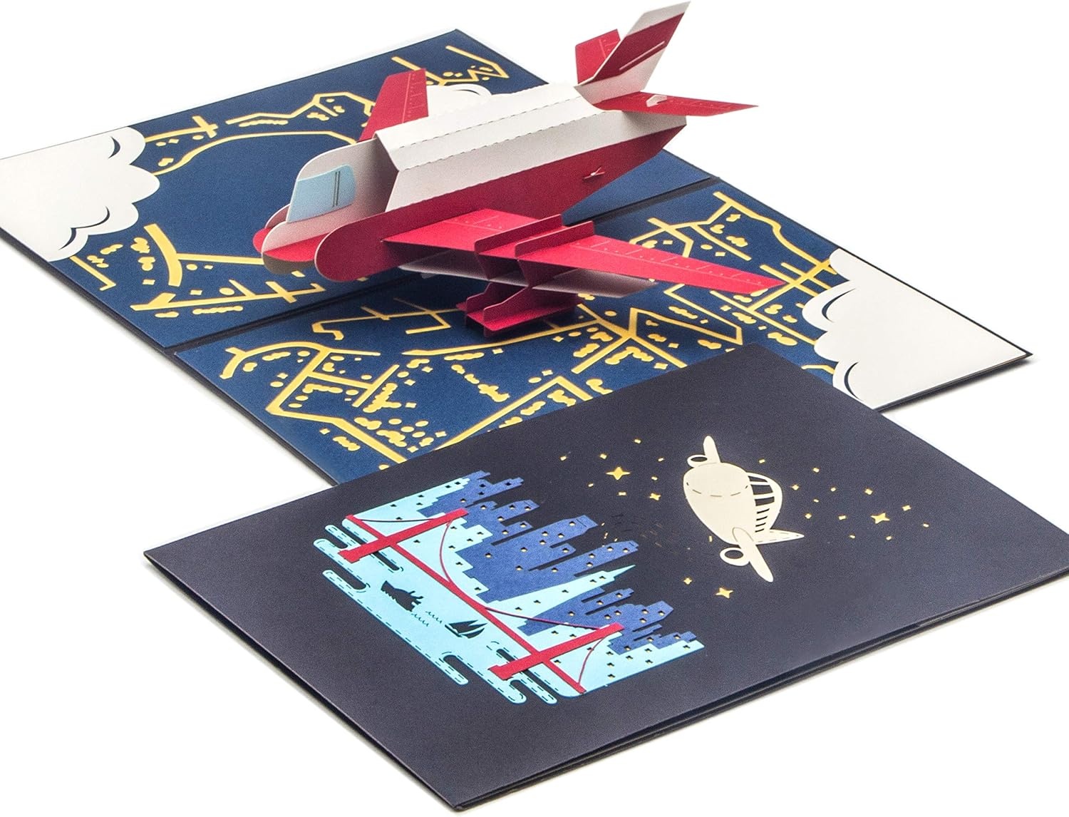 Ribbli Airplane 3D Pop Up Card, Father’s Day Card, Thank You Card, with Envelope