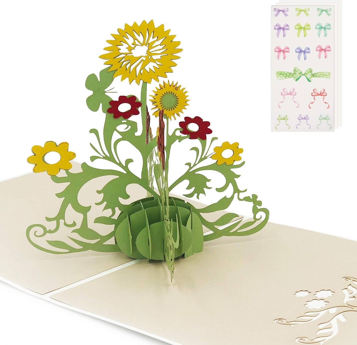 Ribbli Sunflower 3D Pop Up Card,Greeting Card,Thank You Card,Anniversary Card,Flower, For Birthday,Father’s Day,Mother’s Day,Valentine’s Day,Wedding,Graduation,Thanksgiving,Christmas,Any Occasion