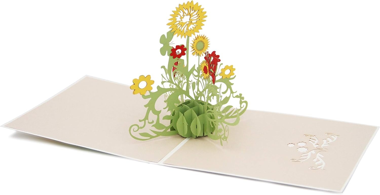 Ribbli Sunflower 3D Pop Up Card,Greeting Card,Thank You Card,Anniversary Card,Flower, For Birthday,Father’s Day,Mother’s Day,Valentine’s Day,Wedding,Graduation,Thanksgiving,Christmas,Any Occasion