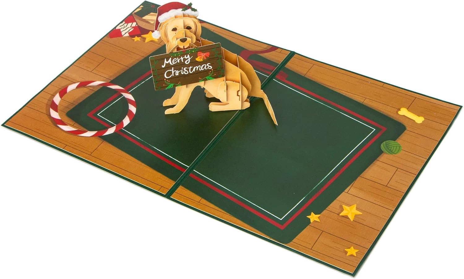 Ribbli Pop Up Christmas Card, 3D Greeting Card, Dog Christmas Card, Golden Retriever Card, Holiday Card, Merry Xmas Cards for Kids Mom Dad Son Daughter Grandson Granddaughter Wife, with Envelope
