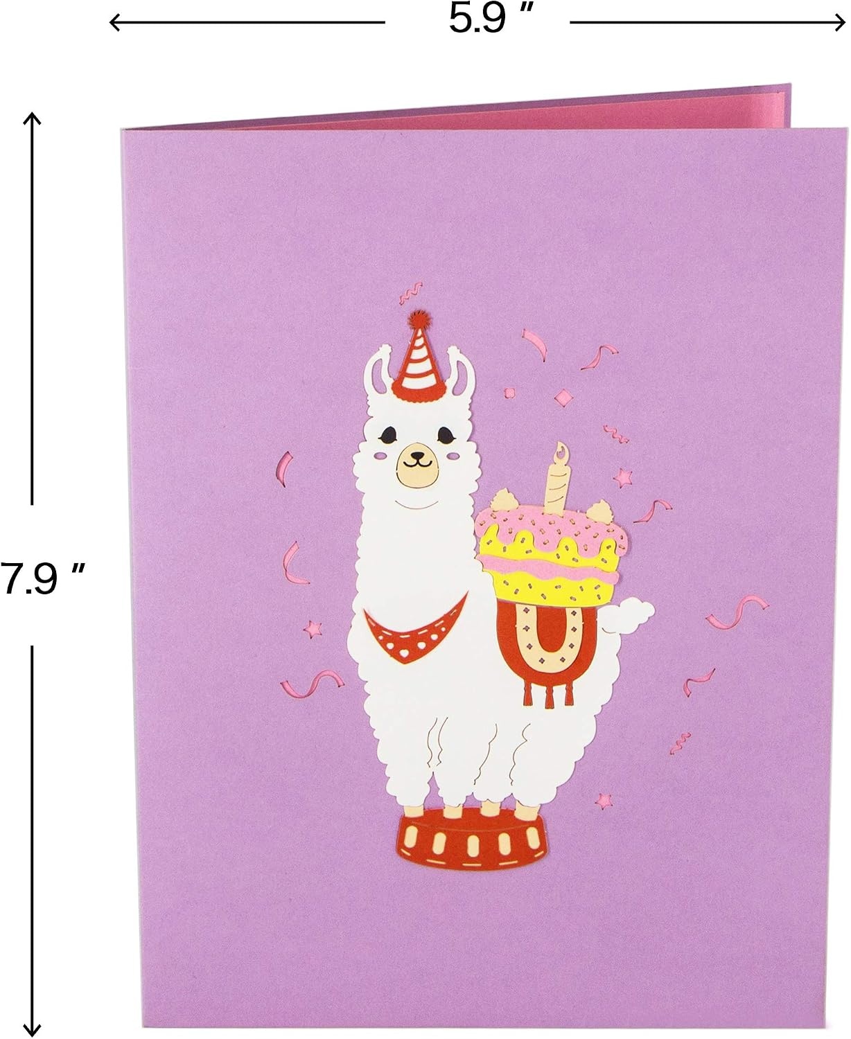 Ribbli Birthday Cards, Llama and Cake Pop Up Birthday Card, Alpaca Birthday Card for Men Women kids, with Envelope