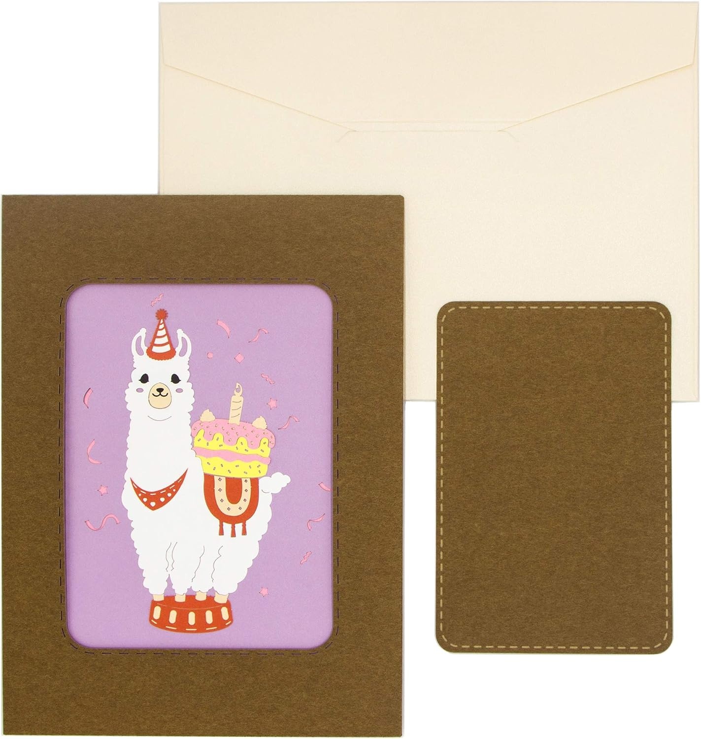 Ribbli Birthday Cards, Llama and Cake Pop Up Birthday Card, Alpaca Birthday Card for Men Women kids, with Envelope