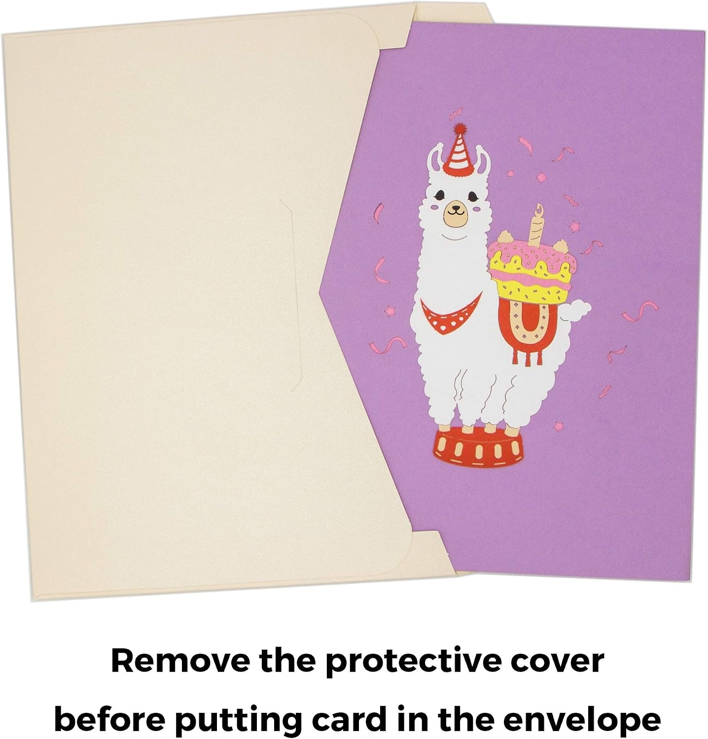 Ribbli Birthday Cards, Llama and Cake Pop Up Birthday Card, Alpaca Birthday Card for Men Women kids, with Envelope