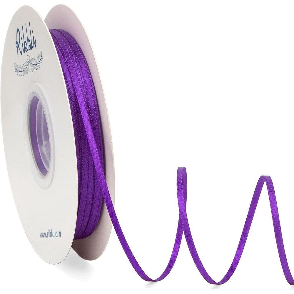 Ribbli Champagne Gold Satin Ribbon 1/8 inch x Continuous 100 Yards, Thin Champagne Ribbon Double Faced Use for Wedding Invitation Card, Gift Wrapping, Christmas Ornaments,Tag Decoration(Purple)