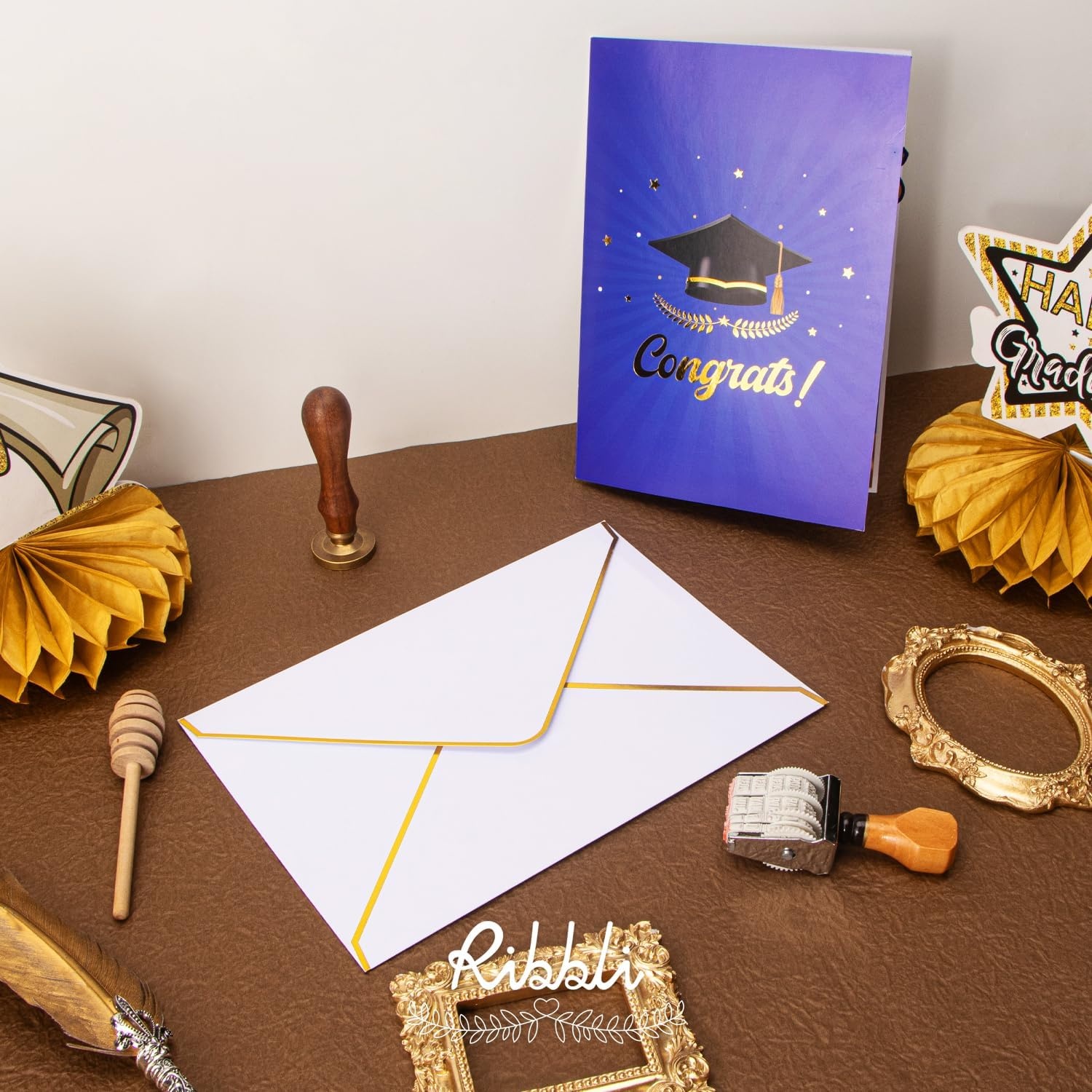 Ribbli Graduation Cards, Pop Up Graduation Card with Light and Music, Congrats Grad Gift for High School College University Graduates, with Envelope