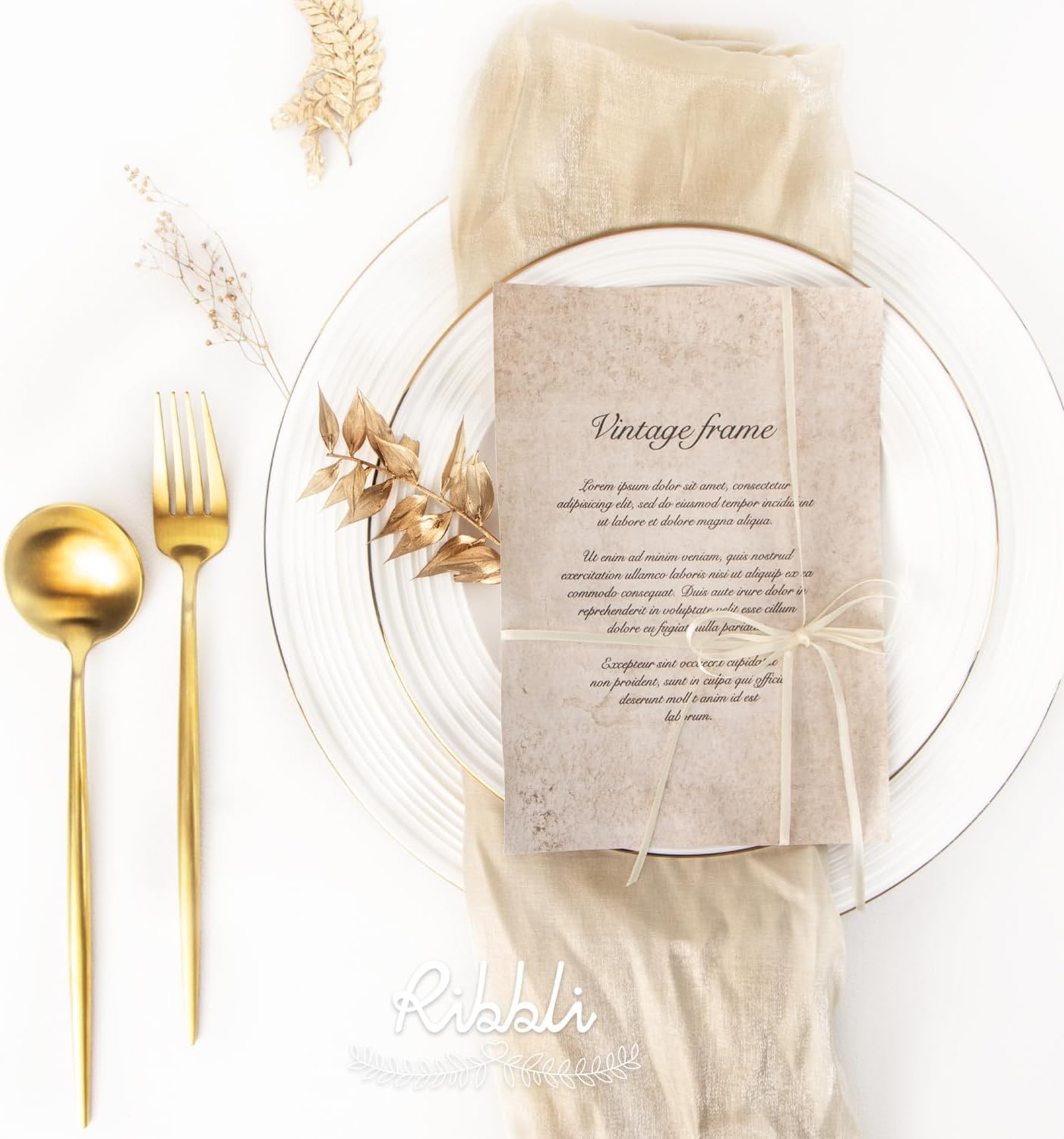 Ribbli Champagne Gold Satin Ribbon 1/8 inch x Continuous 100 Yards, Thin Champagne Ribbon Double Faced Use for Wedding Invitation Card, Gift Wrapping, Christmas Ornaments,Tag Decoration(Ivory)