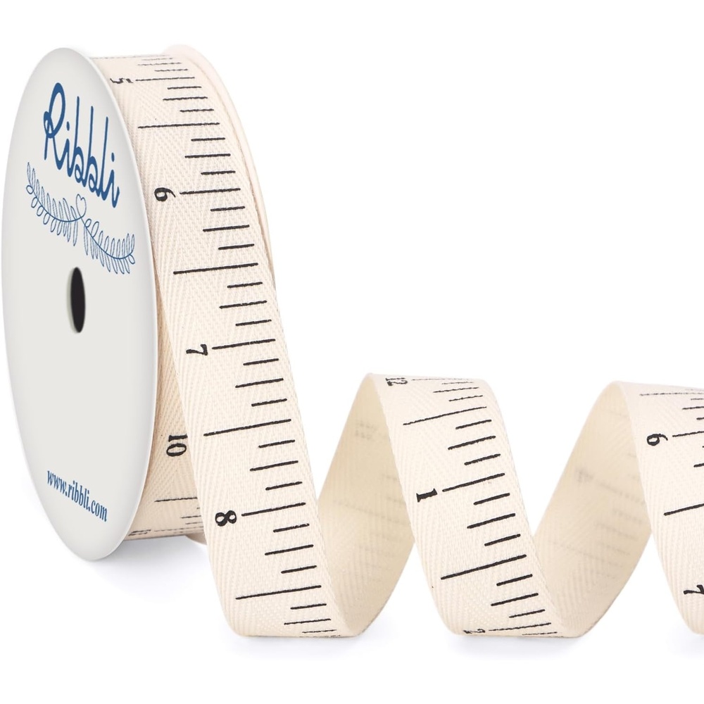 Ribbli Ruler Ribbon Natural Twill Tape Cotton Ribbon Use for Gift Wrapping Back to School Day Teachers’ Day Baking Crafts -5/8 Inch x 10 Yard (30 Feet)