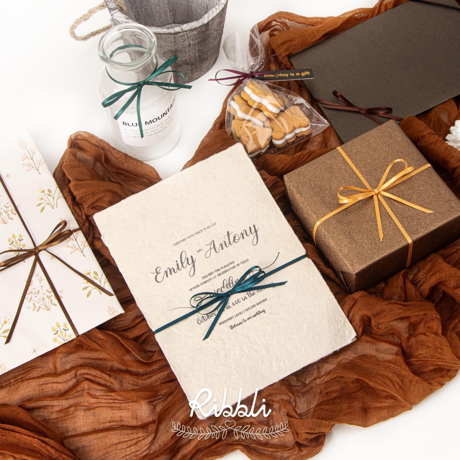 Ribbli Champagne Gold Satin Ribbon 1/8 inch x Continuous 100 Yards, Thin Champagne Ribbon Double Faced Use for Wedding Invitation Card, Gift Wrapping, Christmas Ornaments,Tag Decoration(Green Hunter)